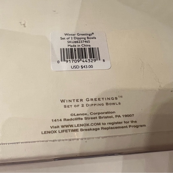Lennox Winter Greetings Set of 2 Dipping Bowls Bird design. NWT - Picture 6 of 7